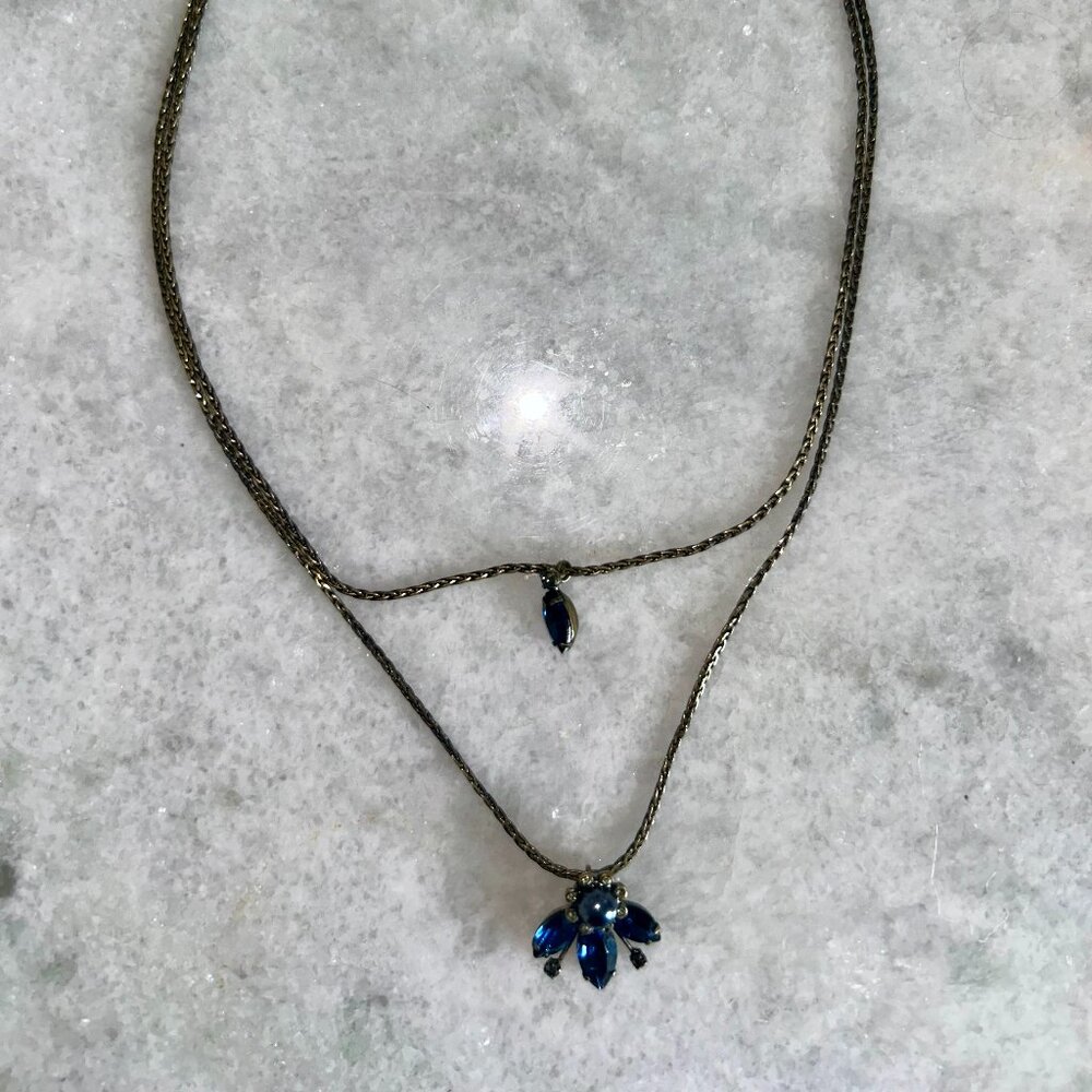 Vintage Blue Sapphire Gemstone Necklace